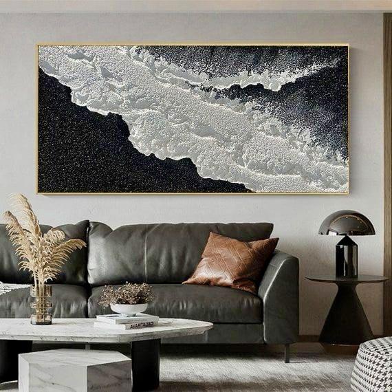 Black, white and silver textured artwork